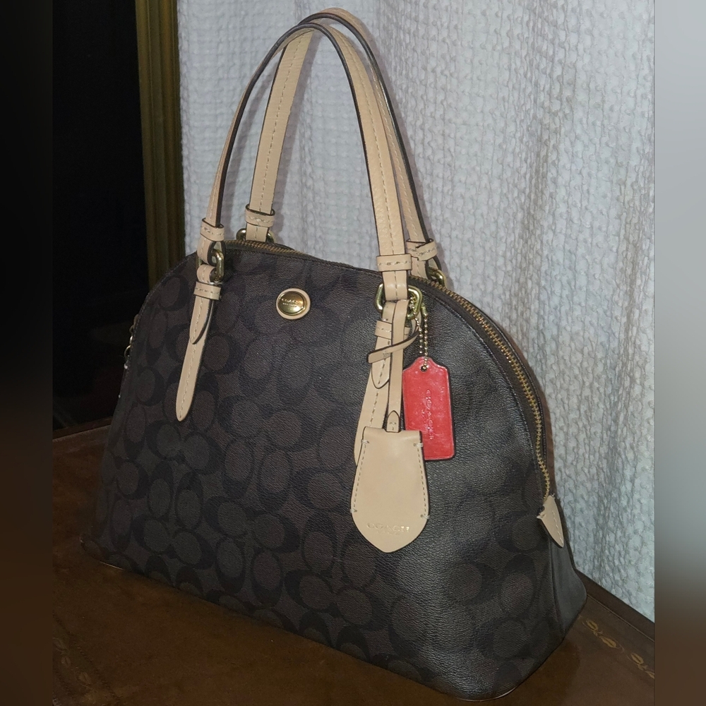 Coach Brown and Tan Signature Satchel